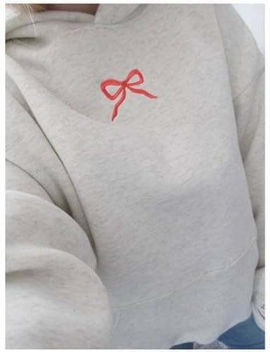 Pinclodly Hoodies for Teen Girls Long Sleeve Cute Sweatshirts Hooded Embroideried Bow Sweatshirt Preppy Clothes Fall Winter thumbnail 4