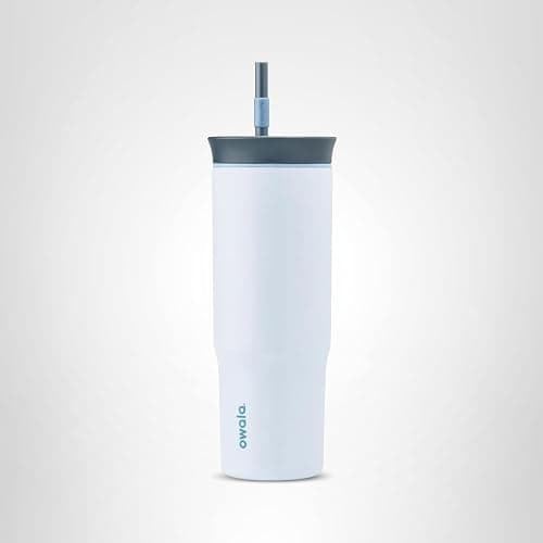 Owala Stainless Steel Triple Layer Insulated Travel Tumbler with Spill Resistant Lid and Straw, BPA Free, 24 oz, Grey/Blue (The Great Blue) thumbnail 8