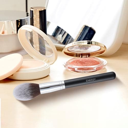 ENERGY Blush Brush for Makeup Cheeks Tapered Highlighter Face Makeup Brush For Loose,Cream,Minerals or Pressed Blusher Contour Bronzer Setting Powders Fluffy Large Powder Brush Vegan Synthetic Black thumbnail 5