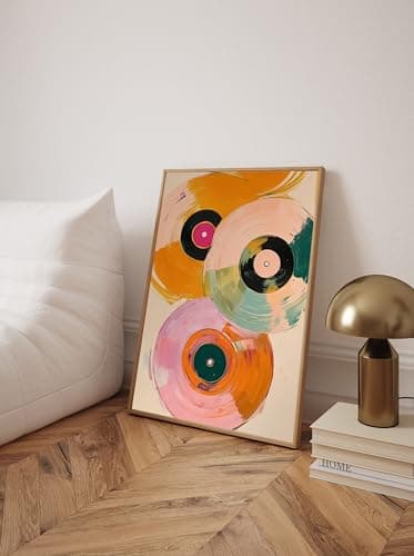 Retro Vinyl Painting Pink Vintage Music Canvas Wall Art 16x24 Inch Unframed thumbnail 7