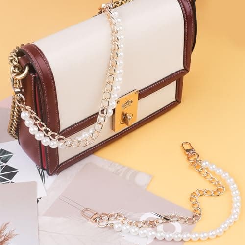 Gegraterwa Purse Chain Pearl Bag Chains Purse Charms with Gold Straps Bag Charms for Handbags(1) thumbnail 3