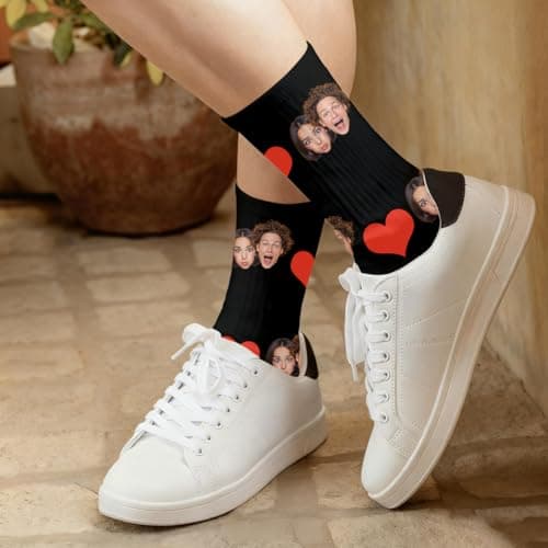 Novgarden Custom Face Socks,Personalized Funny Socks with Photo, Customized Unisex Crew Sock Funny White Elephant Gifts for Couple Men Women(Style 6) thumbnail 3