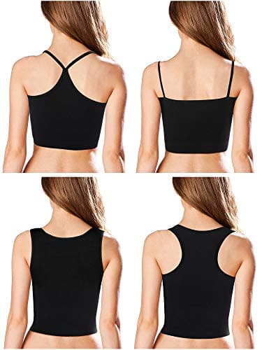 Boao 4 Pieces Crop Tops for Women, Basic Workout Tops Spaghetti Strap Tank Tops Sleeveless Racerback Cami for Sports Gym thumbnail 2