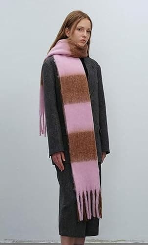 MININAI Women Chunky Plaid Scarf Oversized Big Grid Tassel Large Wrap Scarf Soft Fall Winter Thick Warm Shawl Scarves thumbnail 5