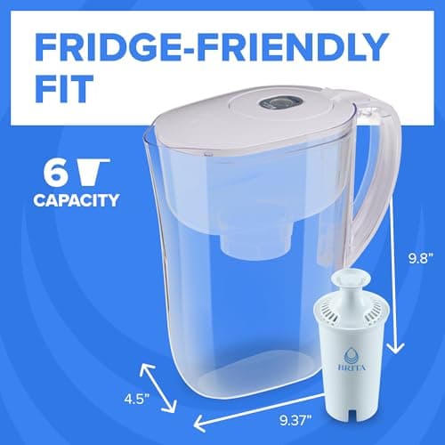 Brita Metro Small 6-Cup Water Filter Pitcher with BritaPlus Filter, WQA NSF/ANSI Certified, Reduces 2X Contaminants vs. Standard, Reduces Chlorine, Zinc, Copper, Mercury & More, Clear thumbnail 7