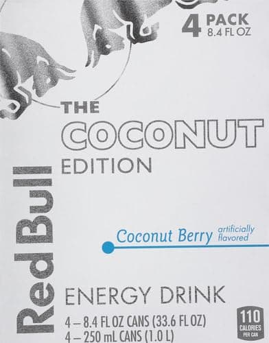Red Bull Coconut Edition Energy Drink, Coconut Berry, with 80mg Caffeine plus Taurine & B Vitamins, 8.4 Fl Oz, Pack of 8 Cans thumbnail 3