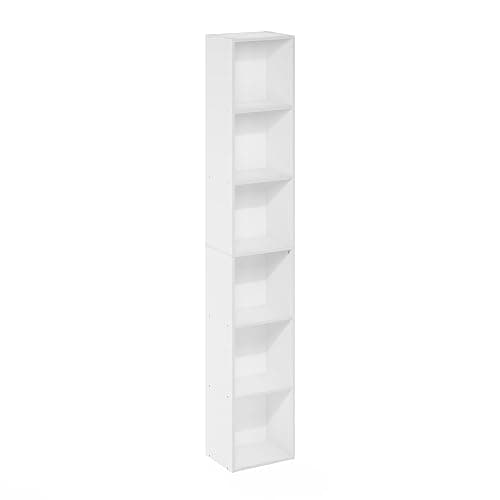 Furinno LUDER Book Shelf, 6-Tier Tall Modern Bookshelf, Bookcase with Open Shelves, 9.3 x 12 x 71, for Living Room, Bedroom, Home Office, White thumbnail 6