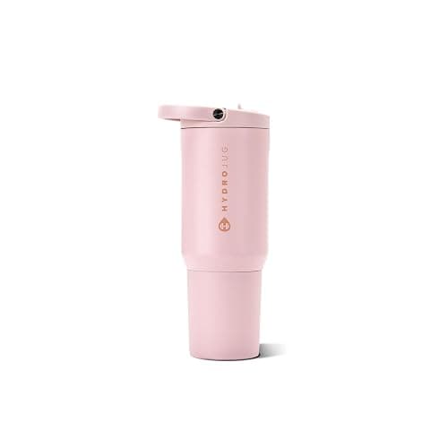 HydroJug Sport 20 oz Insulated Stainless Steel Water Bottle, Pink Sand | Triple wall insulated, circular flip straw, leak-resistant, swivel handle, removable rubber boot, BPA-free, dishwasher safe - Image 1