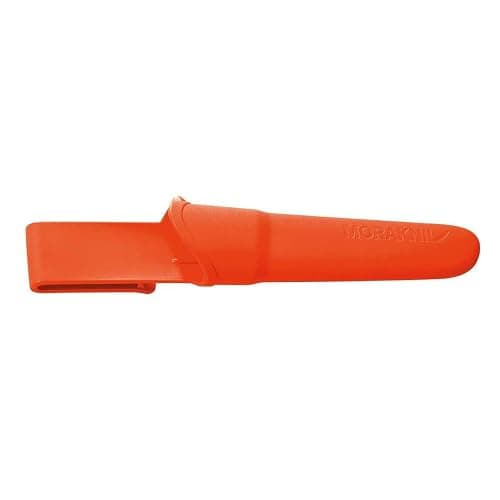 Mora-Messer, Companion, Coltello con lama in acciaio inox 12C27, impugnatura bicolore, custodia in colore neon con clip da cintura thumbnail 4