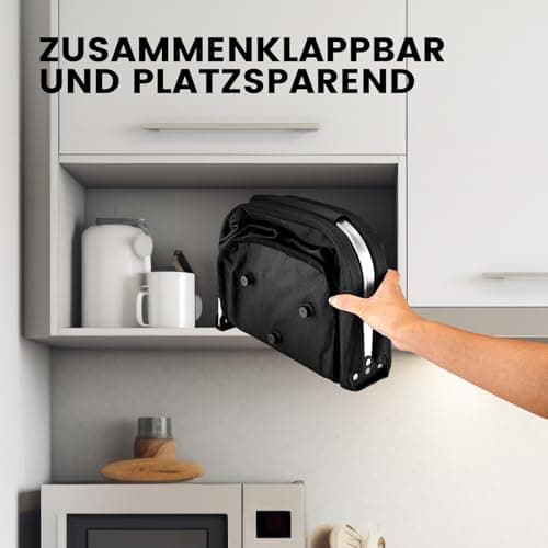 Yeabett 22L Einkaufskorb, Praktischer Klappkorb Einkaufstasche mit Gepolsterten Griffen für Reisen, Picknick, Einkaufen, Geschenke(Schwarz) - 22 Liter - Schwarz thumbnail 6