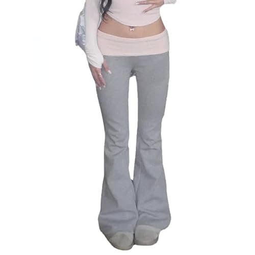 Y2K Contrast Flare Pants Women Casual Leggings Vintage Streetwear Female Low Waist Trousers Sweatpants Joggers - Image 1
