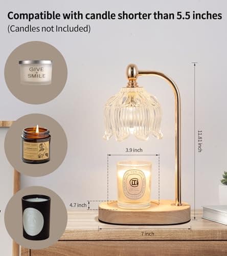 MEIXISUE Candle Warmer Lamp with Timer and Dimmer,Electric Gold Light Gifts for Women Melt Wax Warmer Lamp with 2 Bulbs for Candle Jars House Warming New Home Decor Bedroom thumbnail 5