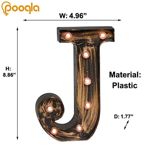 Pooqla Vintage Light Up Marquee Letters with Lights – Illuminated Industrial Style Lighted Alphabet Letter Signs - Coffee Bar Apartment Bedroom Wall Home Initials Decor A-Z thumbnail 5