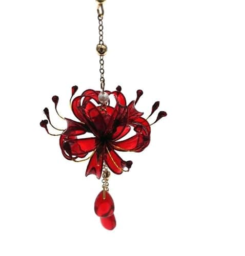 MIAO WU 1Pair Handmade Women Lycoris radiata Flower Earring, Ancient Hanfu Kimono Jewelry Eardrop,Artificial Ear Dangle Drop for Bridal Wedding Party Cosplay Decorations thumbnail 4