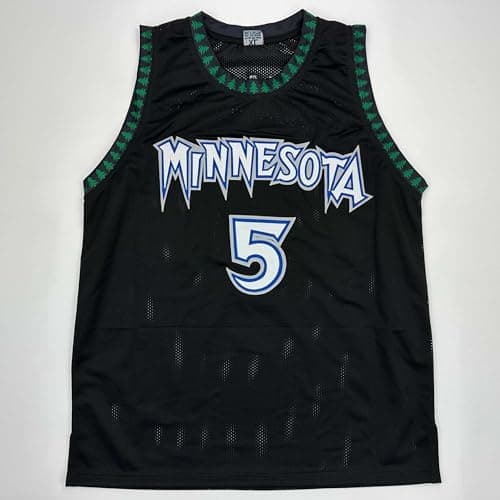 Facsimile Autographed Anthony Edwards Minnesota Black Reprint Laser Auto Basketball Jersey Size Men's XL thumbnail 3