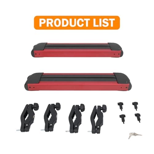 16.3 Inch Ski and Snowboard Rack for Car Roof, with TPV Rubber Padding and Lock, Fit 2 Pairs of Skis or 2 Snowboards, Mounting System Fits for Square/Round/Aero/Oval Cross Bars, Red thumbnail 8