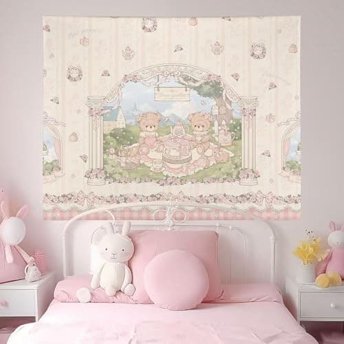 HOKMAH Cute Wall Tapestry Hanging Cutecore Decor, Y2k Wall Hanging Kawaii Aesthetic Cutecore Coquette Preppy Banners Dorm (50 * 60'',Type-B) - Image 1
