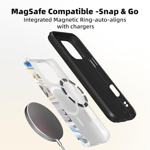 Lumen for iPhone 17 Pro Case, Compatible with MagSafe, Hard Shell Protective Cover with Camera Protection - Preppy East Coast Summer Collage Aesthetic, Blue Sailboat Seashell Watercolor Design Coastal thumbnail 5