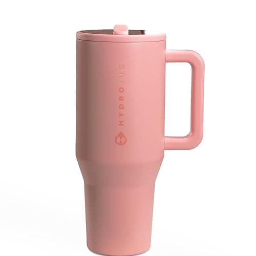 HydroJug Traveler - 32 oz Water Bottle with Handle & Flip Straw - Fits in Cup Holder, Leak Resistant Tumbler-Reusable Insulated Stainless Steel & Rubber Base - Gifts for Women & Men, Tulip - Image 1