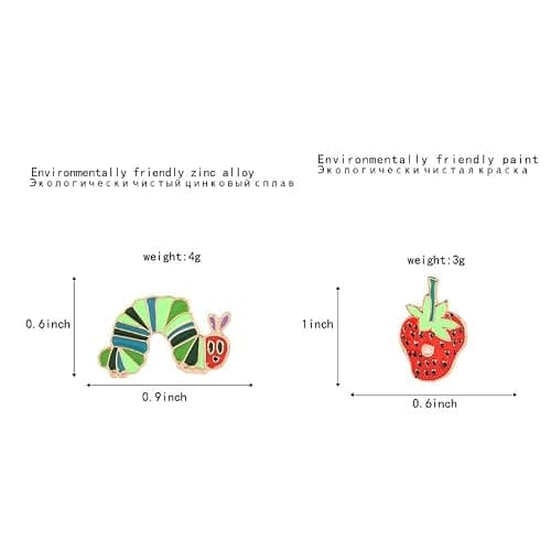 4 Pcs Hungry Caterpillar Strawberry Brooch Pins for Women Men Clothes Hat Accessories Cute Caterpillar Apple Pin Set Aesthetic Gifts thumbnail 7