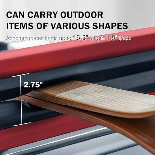 16.3 Inch Ski and Snowboard Rack for Car Roof, with TPV Rubber Padding and Lock, Fit 2 Pairs of Skis or 2 Snowboards, Mounting System Fits for Square/Round/Aero/Oval Cross Bars, Red thumbnail 5