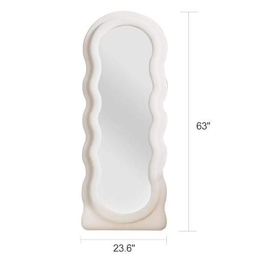 TinyTimes Full Length Mirror Floor Mirror, 63" x 24" Wavy Body Mirror, Standing Mirrors Full Length for Bedroom, Living Room, Cloakroom, Wavy Mirrors, White thumbnail 2