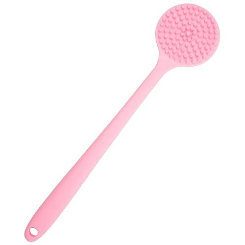 DNC Soft Silicone Back Scrubber Shower Bath Body Brush with Long Handle (Pink) thumbnail 5