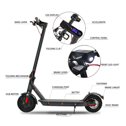 8.5" Adult Electric Scooter, 900W Motor, 36V 7.8Ah Battery,35KM/H Max Speed, Long Range Folding E-Scooter for Urban Commuting with App (Black) thumbnail 6