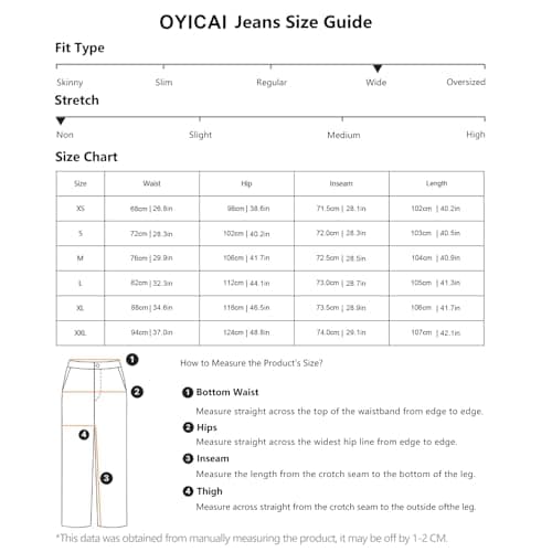 OYICAI Womens Baggy Jeans Wide Leg Denim Pants Y2k 90s Vintage Hip Hop Loose Long Trousers Streetwear High Waist Retro Casual 2000s Oversized Extreme Motion Jinco Skater,I23 Retro Blue,X-Large thumbnail 6