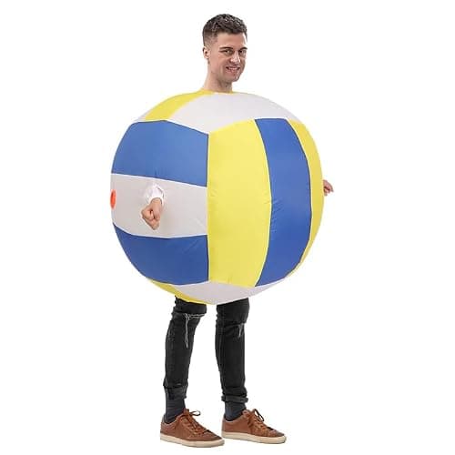 Yolata Adult Inflatable Volleyball Costume Inflatable Soccer Ball Costume 5ft-6.2ft Funny Blow up Sports Party Suit thumbnail 7