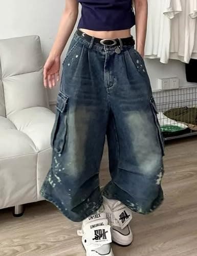 Y2k Baggy Jean Shorts Women Grunge Cargo Jorts Long Bermuda Short Loose fit Denim Cargo Shorts for Men thumbnail 4