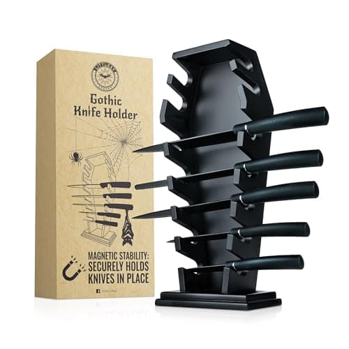 Littlesy Coffin knife holder with 14 Magnets- Gothic Kitchen decor Goth kitchen accessories & gothic knife holder Gothic home decorations (Without Knives) - Image 1