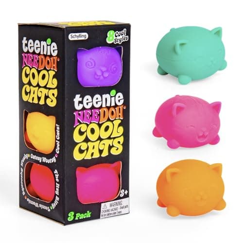 Schylling NeeDoh Teenie Cool Cat - Sensory Squeeze Toy - Contains 3 Mini Groovy Globs - 1.5" Wide - Color May Vary (Pack of 1) - Image 1