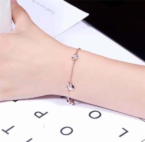 Dainty Mouse Bracelet Crystal Cubic Zirconia Mice Animal Adjustable Chain Hand Wrist Bracelets Cute Jewelry Gifts for Women Christmas Birthday thumbnail 2