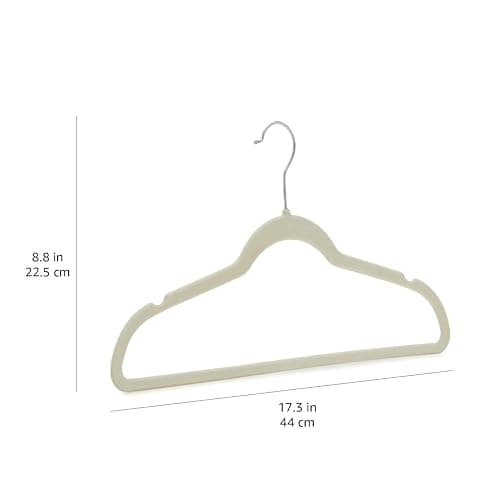 Amazon Basics Slim Velvet Non-Slip Space Saving Suit Clothes Hangers, Closet Organizer, Ivory/Beige, 30-Pack thumbnail 3