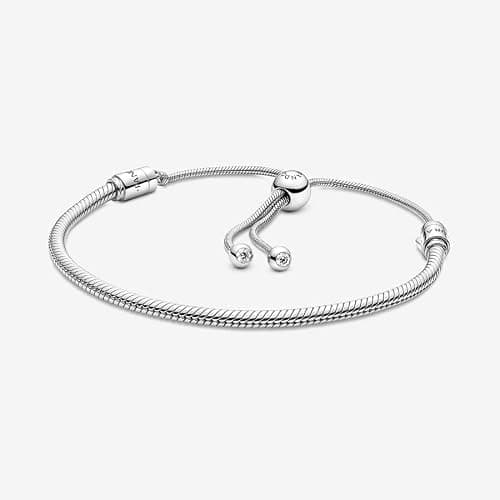 PANDORA Moments Snake Chain Slider Bracelet - Charm Bracelet for Women - Gift for Her - Sterling Silver with Clear Cubic Zirconia - With Gift Box - 11" thumbnail 2