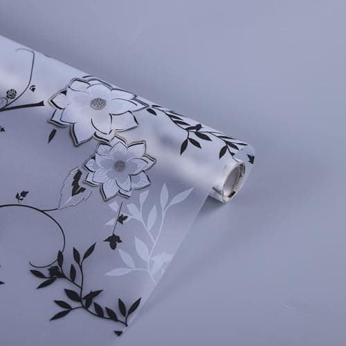 Hoonng Window Privacy Film for Glass, Floral Removable Static Film, 17.5x78.7 Inch thumbnail 5