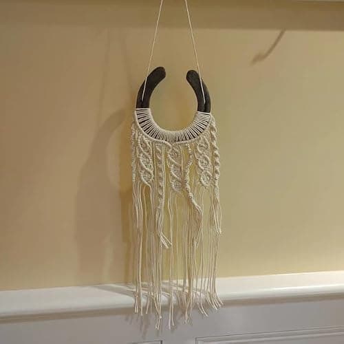 Dielianyi Equestrian Macrame Wall Hanging Equestrian wall art Handmade macrame decor Equestrian-inspired wall hanging horse lover decor (White) thumbnail 4