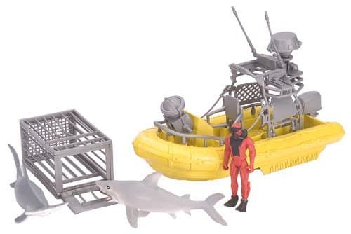 Wild Republic E-Team X Shark Set Playset, Action Figure, Shark, Boat, Diving Cage, Gifts for Kids, 4-Piece Set 15394 , Cuddlekins thumbnail 2