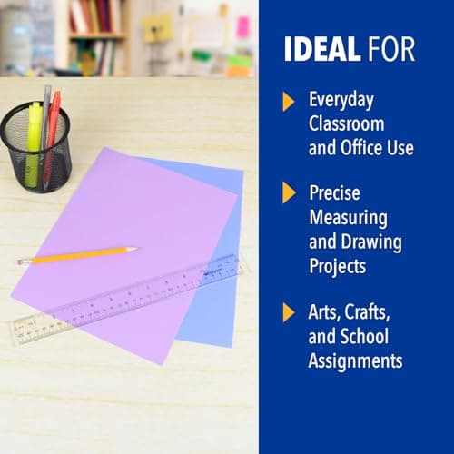 Westcott Acrylic Clear Ruler, Easy-to-Read Markings, Scratch-Resistant Design, Raised Beveled Edges, for Crafting, Office, Classroom, Back to School Supplies, 12-Inch thumbnail 4