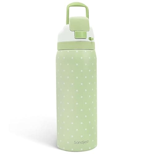 Polka Dots Insulated Stainless Steel Water Bottle with Straw for Sports and Travel, 32oz, Gifts for Women Girls Friends Teens Birthday Christmas - Image 1