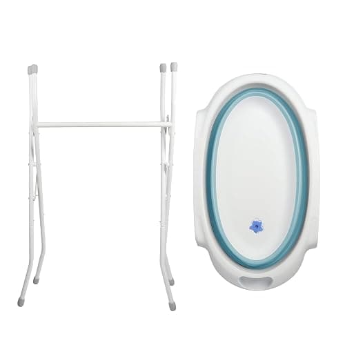 Baignoire pour bébé avec support, pliable, avec support antidérapant, insert de bain pour nouveau-né,66 * 61 * 82cm- Vert thumbnail 3