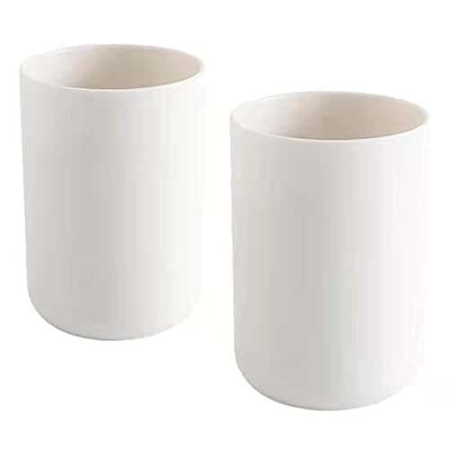 Pestrema Toothbrush Holders 2 Pieces, Bathroom Toothbrush Cup, Makeup Brush Bracket, Accessory Organizer and Toothbrush Bracket (White and White) - White and White - Image 1