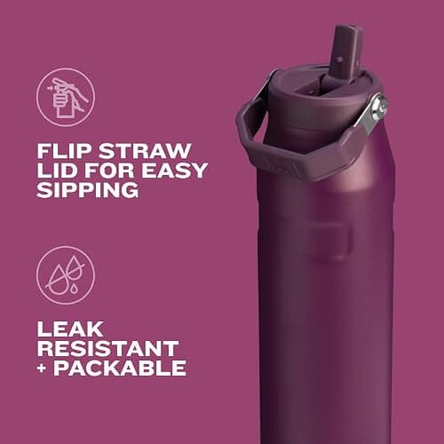 Stanley IceFlow Flip Straw 2.0 Water Bottle 24 oz | Built-In Straw for Travel and Sports | Lightweight and Leak Resistant | Insulated Stainless Steel | BPA-Free | Watermelon thumbnail 7