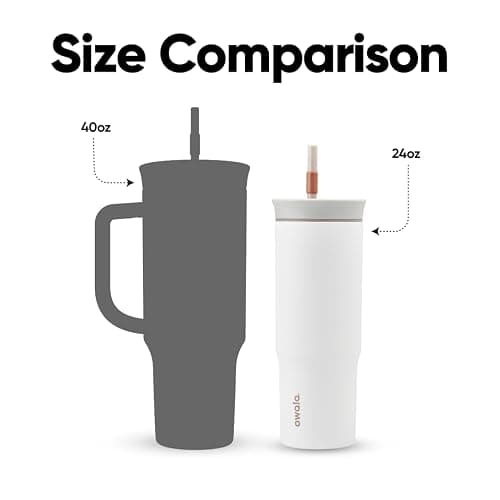 Owala Stainless Steel Triple Layer Insulated Travel Tumbler with Spill Resistant Lid and Straw, BPA Free, 24 oz, Grey/White (Iced Tea) thumbnail 6