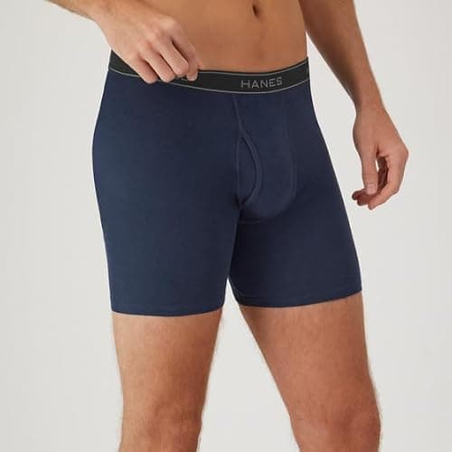 Hanes Men's Underwear Boxer Briefs Pack, Cool & Breathable Cotton Moisture-Wicking Underwear for Men, No Ride Up thumbnail 2