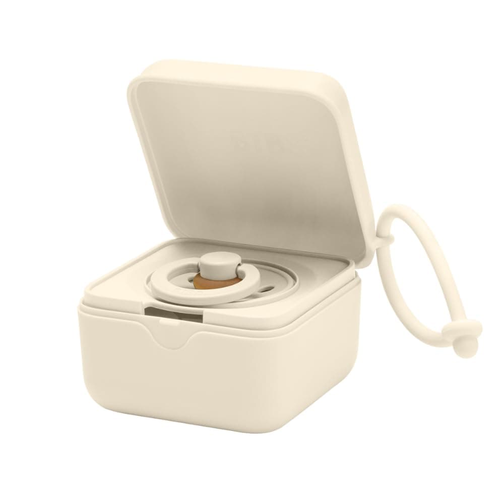 BIBS Pacifier Box with Strap. Soother Holder and Steriliser case. 100% BPA Free Food-Grade Material. Made in Denmark. Ivory thumbnail 2