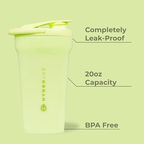 Hydrojug 20 oz Noiseless Shaker Bottle – 100% Leakproof Shaker Cup for Protein Mixes, Pre-Workout & Supplement Shakes – Durable, Easy Clean Design, Honeydew thumbnail 6