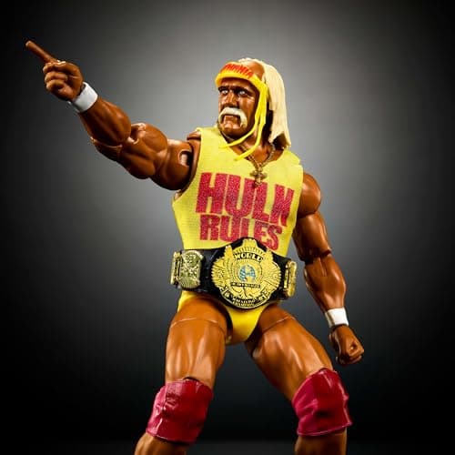 Mattel WWE Ultimate Edition Action Figure & Accessories Set, Hulk Hogan 6-inch Collectible with Swappable Heads & Hands, 30 Articulation Points thumbnail 3