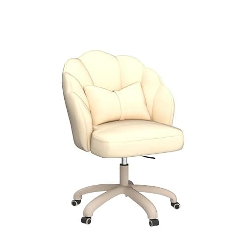 XUEGW Petal Desk Chair with Bow Cushion Velvet Vanity Chair with Wheels, Upholstered Home Office Chair for Girls Women, Mid-Back Swivel Computer Task Chairs for Living Room Bedroom thumbnail 4